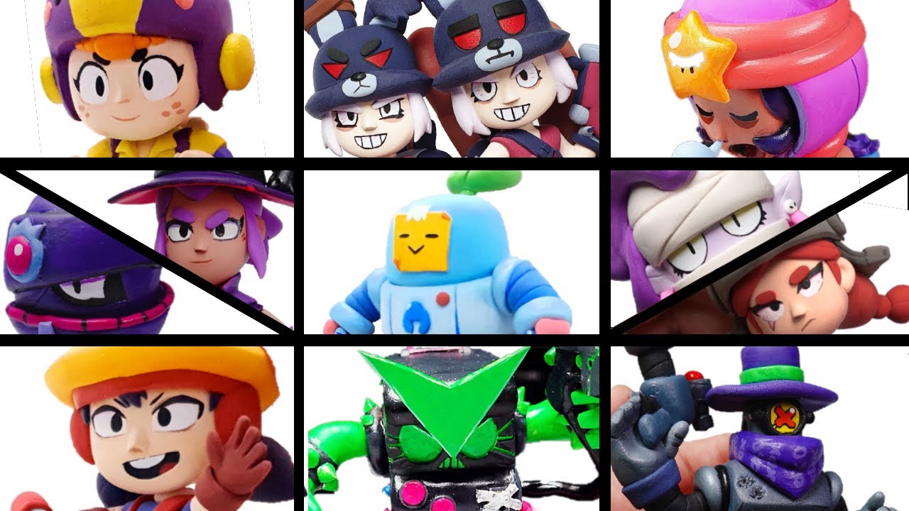 Brawl Stars clay Art -Sprout. Jacky. Bea. Emz.Virus 8-Bit. Sandy