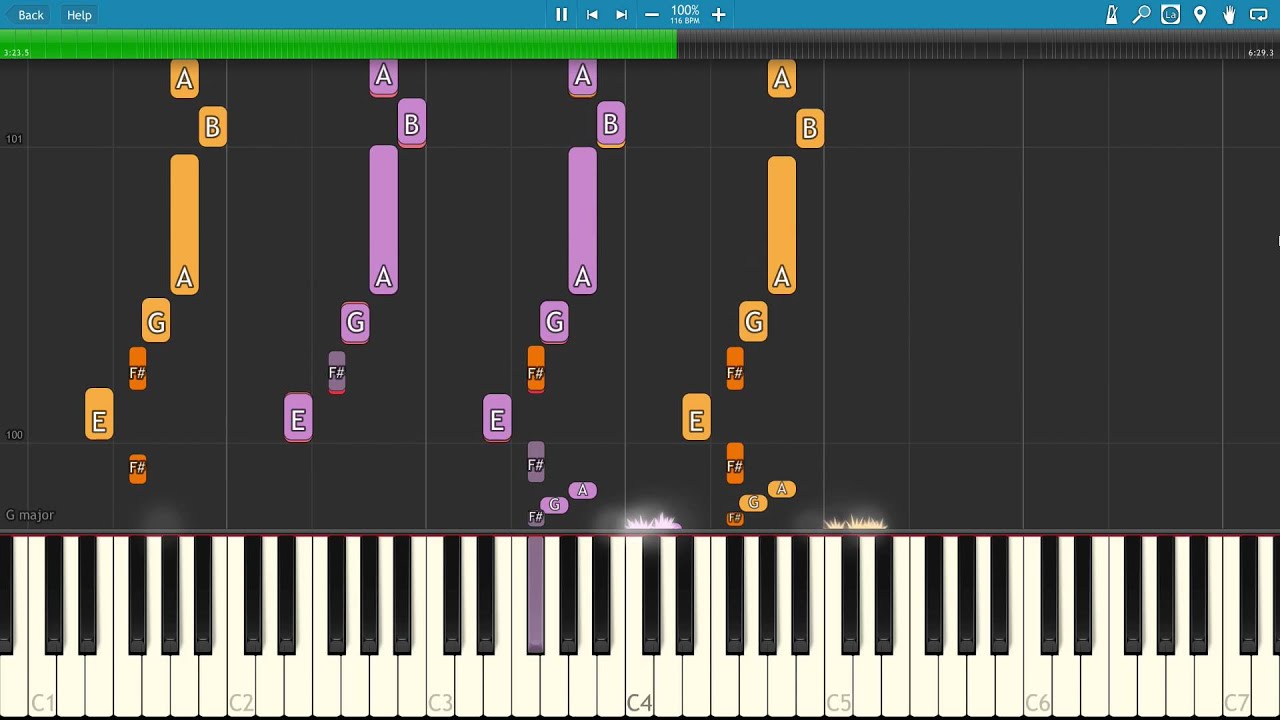 Yes - Roundabout - Full Instrumental Synthesia Tutorial - Piano tutorial