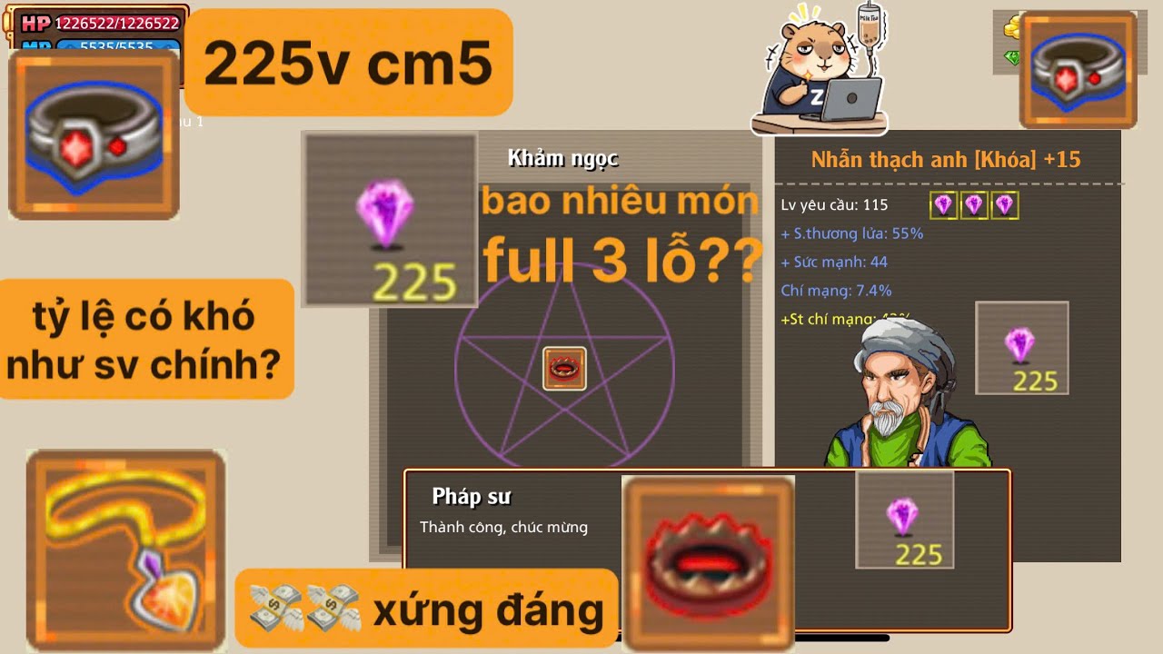 HSO PLUS| đầu tư 225v cm5 khảm liệu full mấy món? - hành trình đệ từ sơ sinh tới trùm boss P3