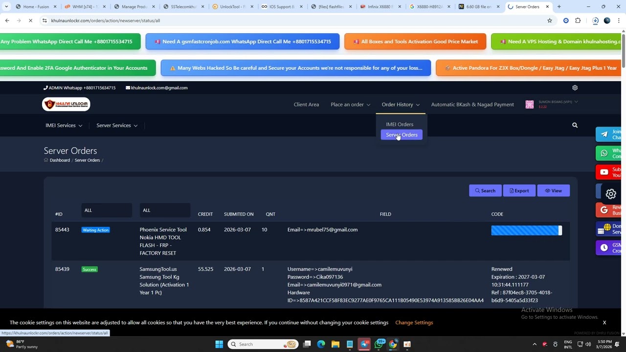Phoenix Service Tool credits
