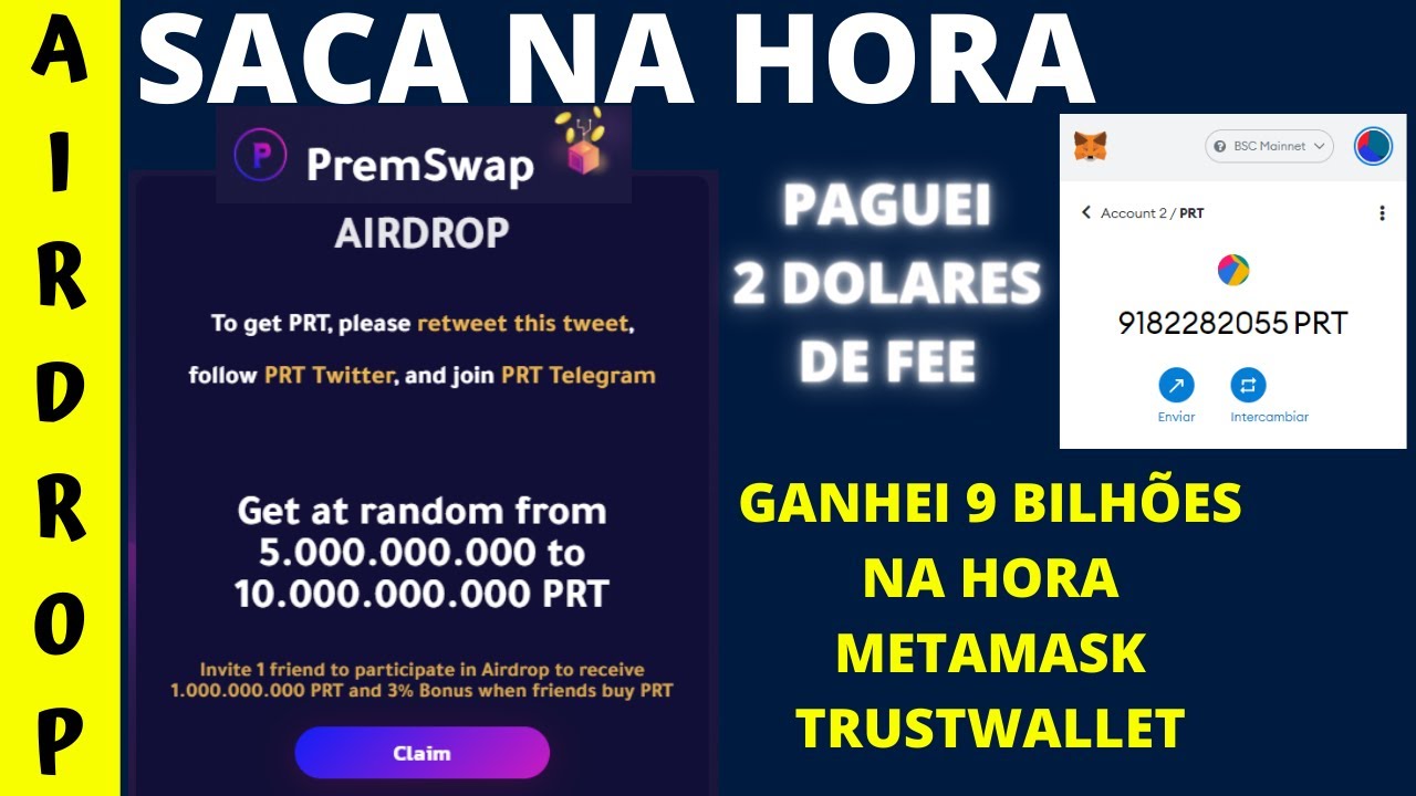 AIRDROP PAGANDO NA HORA DA PREMSWAP DE 5 A 10 BILHOES DE TOKENS COBRA FEE DE 2 DOLARES