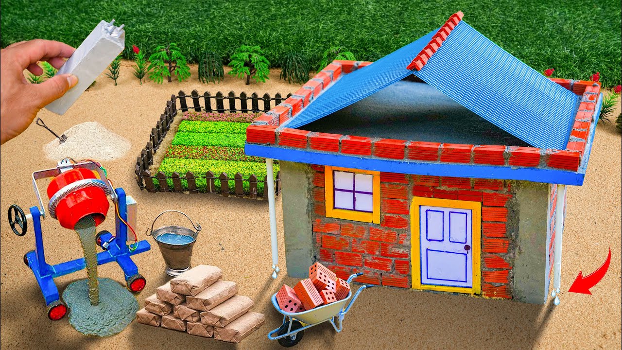 Burglar Burns House | Amazing DIY Mini Fireproof Cement House Building Science Project