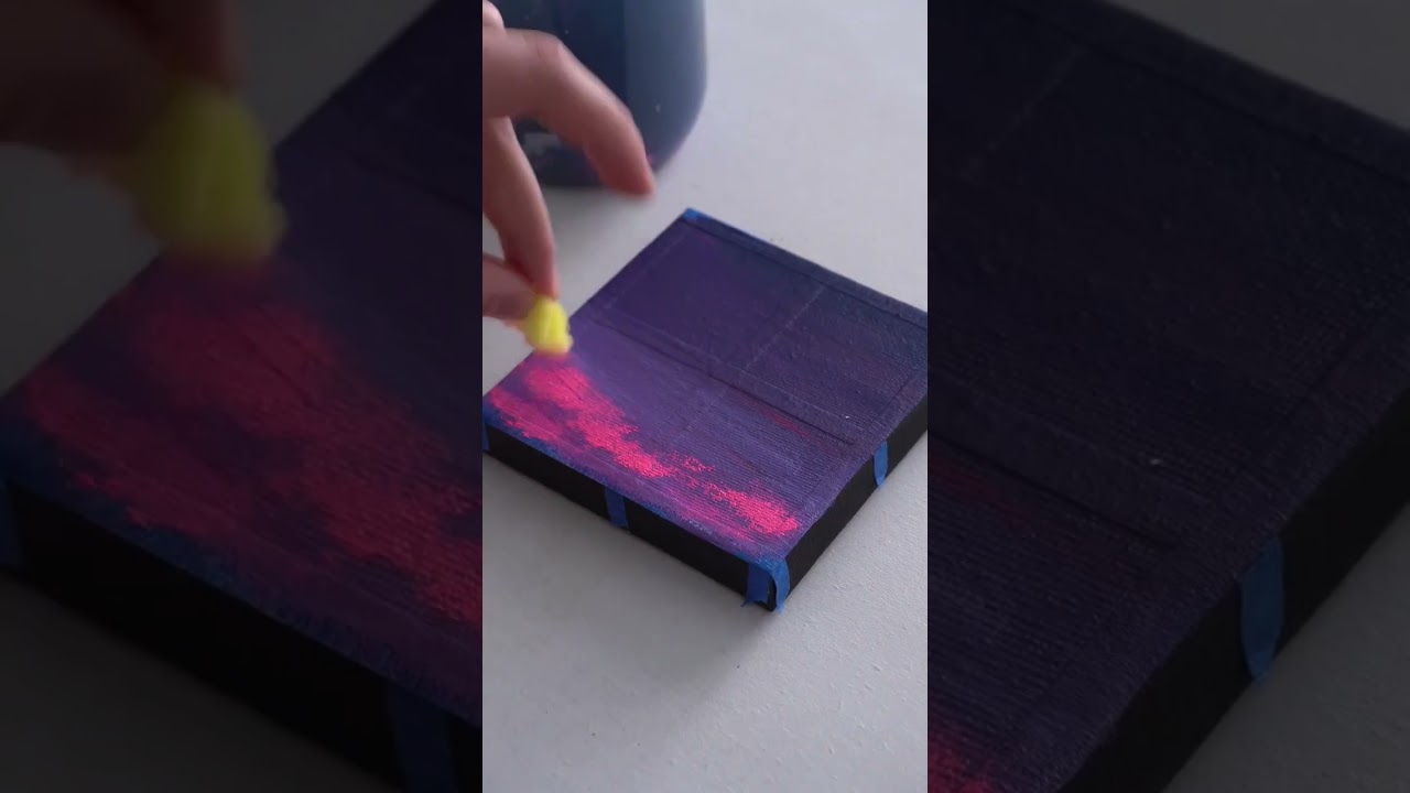 aesthetic clouds acrylic painting on mini canvas #shorts | mini canvas painting ideas acrylic