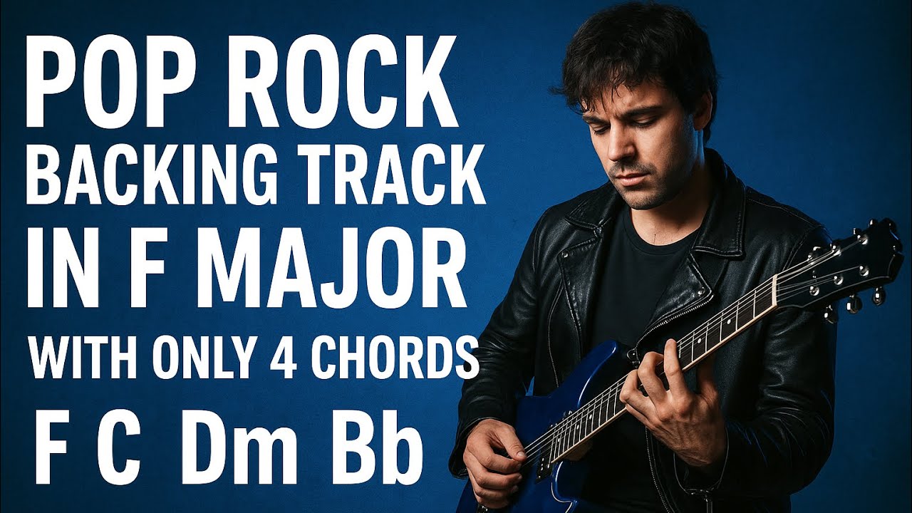 Pop Rock Backing Track in F Major | Guitar Jam Track | F C Dm Bb Progression | 72 BPM