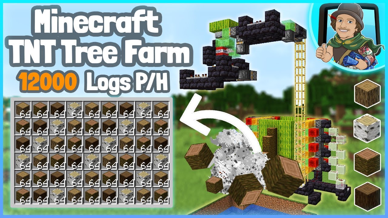 Minecraft Fully Automatic TNT Tree Farm Tutorial! 1.17+ (12000+ Logs P/H)