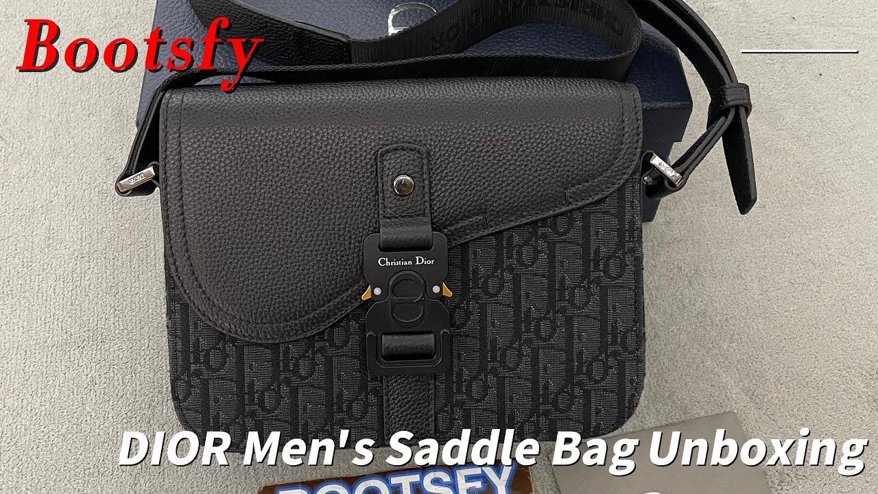 DIOR Men's Saddle Bag Unboxing | Oblique Print Adjustable Strap | 2023 Luxury Leather Handbag Review