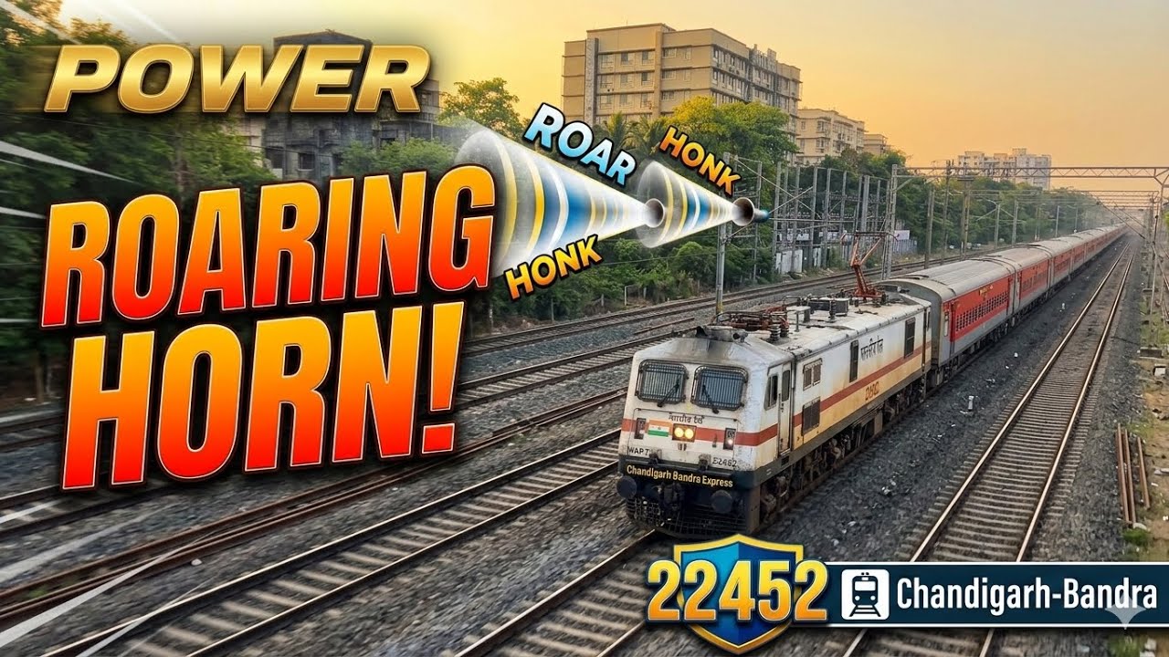 Chandigarh Banda Express – Full Howking Horn at 120 km/h | WAP 7 Horn Sound 