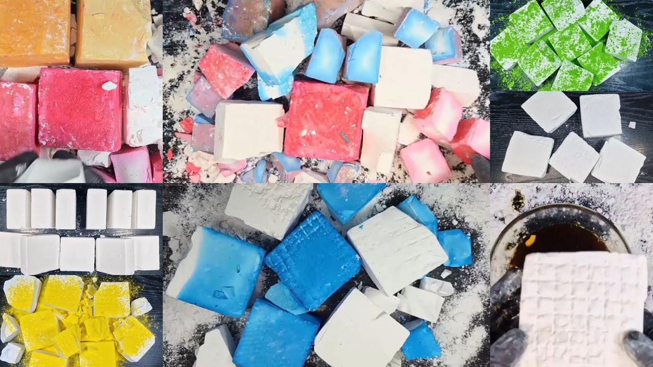 Fluffy crispy plain and dyed gymchalk asmr by @CrispyMoodASMR : satisfying Edit compilation 💖