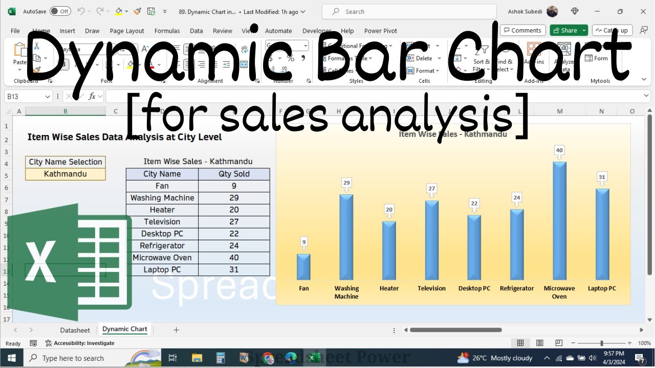 Make Dynamic Bar Chart in Excel | Analyze Sales Data