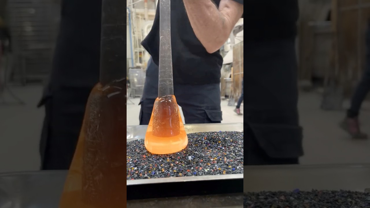 Glowing blob of molten glass to delicate wine glass