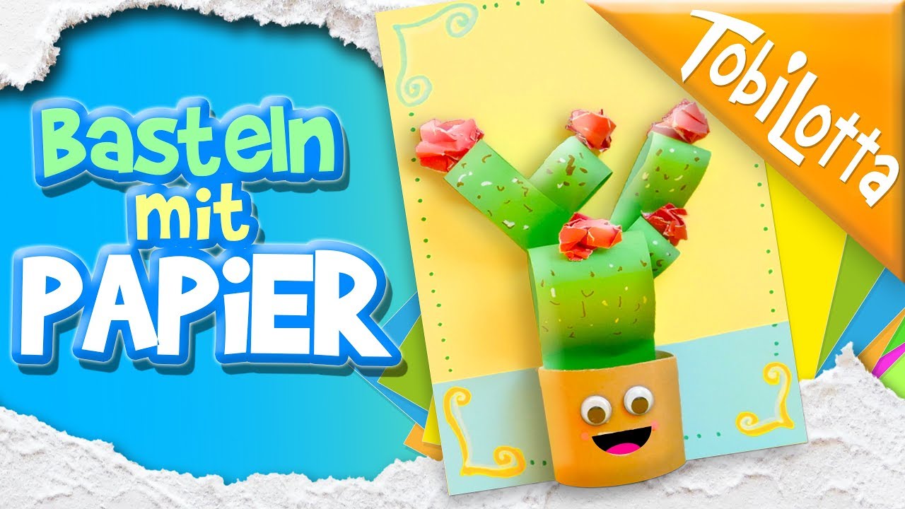 #SommerDIY Das kannst du aus PAPIER basteln!  DIY Einladungskarte Kaktus Sommer bastelidee Kinder168