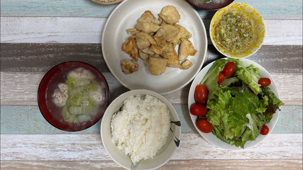 #おっさんの料理　#今日の晩ごはん　#かんたんレシピ　#鶏むね肉　#鶏団子スープ