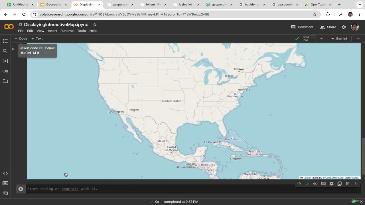6. Displaying Interactive Maps with Geopandas, Folium, and Ipyleaflet