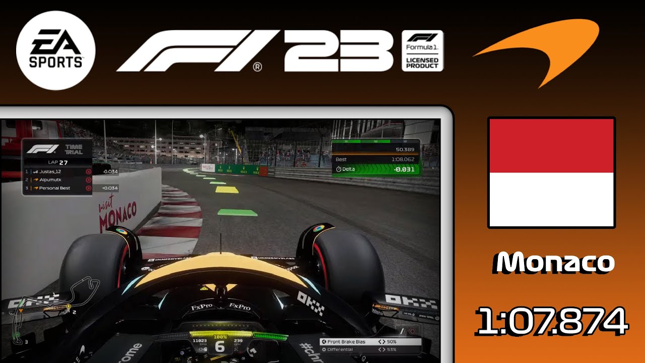 F1 23 Monaco PS World Record & Setup (1:07.874)