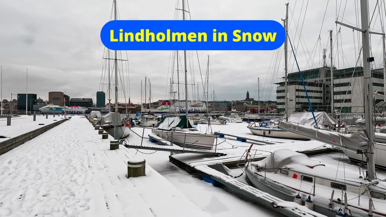 Gothenburg Sweden 4K ❄️ Snowy Walk Around Lindholmen Peaceful Winter City Tour
