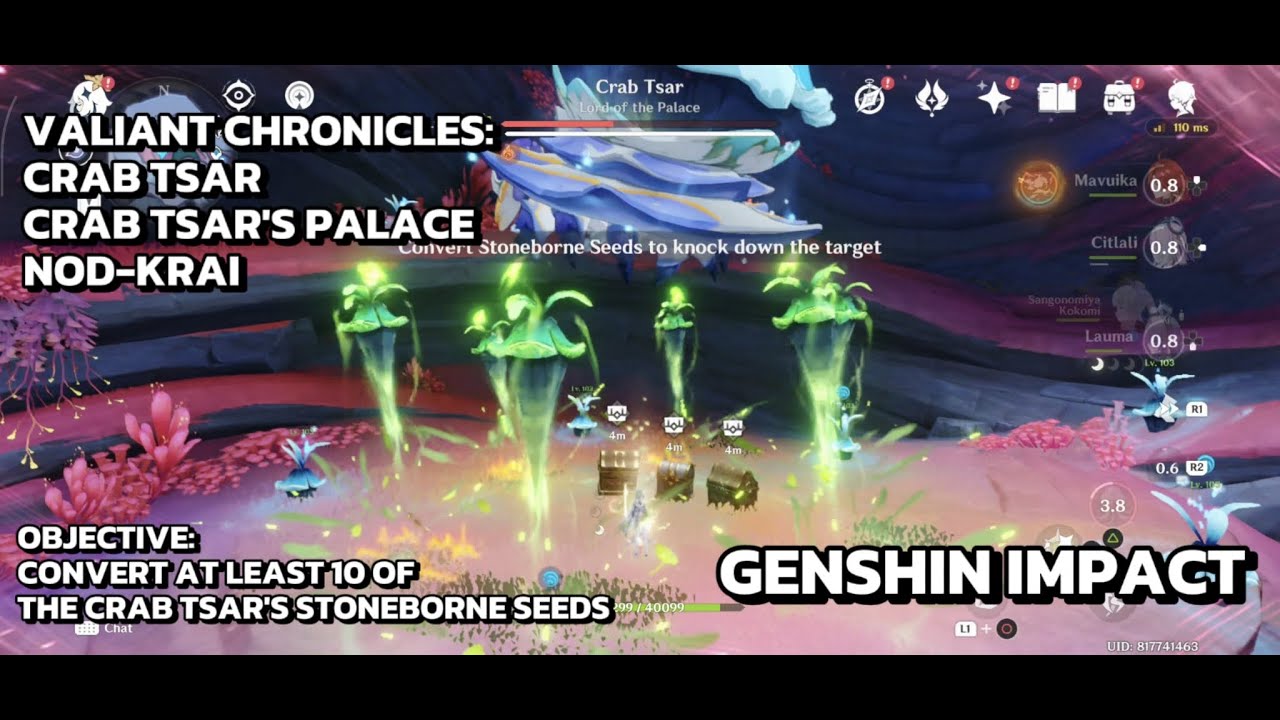 [Genshin Impact Valiant Chronicles] Crab Tsar - Convert 10 Crab Tsar's Stoneborne Seeds