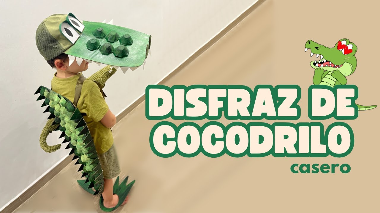 DISFRAZ de COCODRILO s&uacute;per f&aacute;cil🐊 Manualidades para CARNAVAL