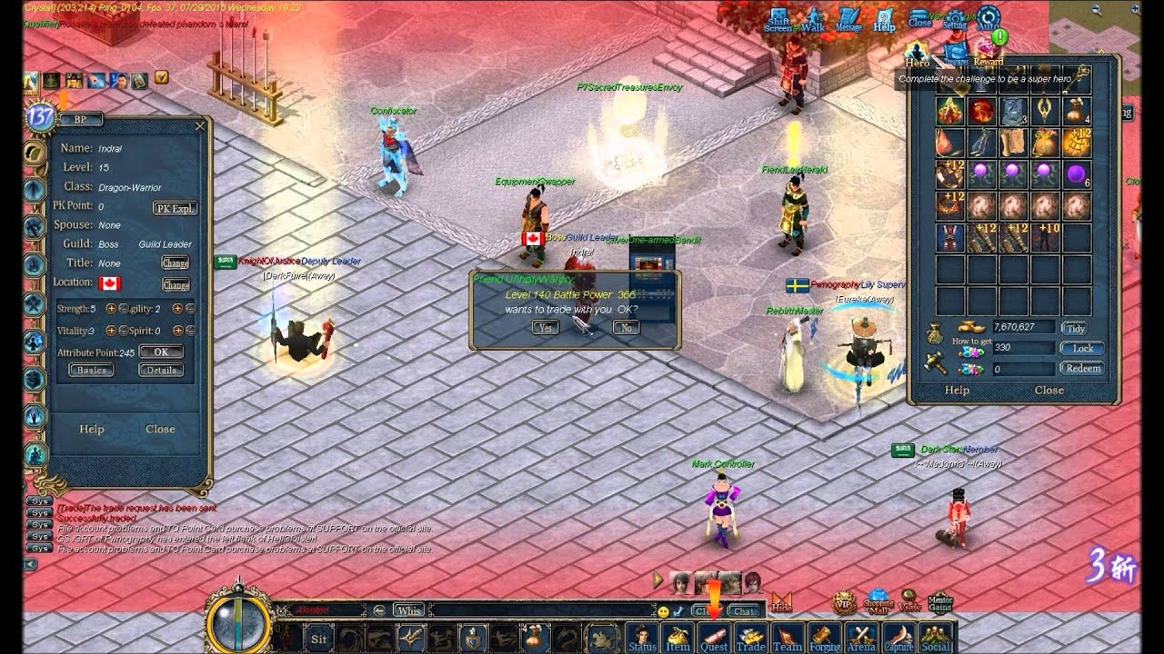 Conquer Online - Setting Up +12 Dragon Warrior - Skill Pk - Team Pk