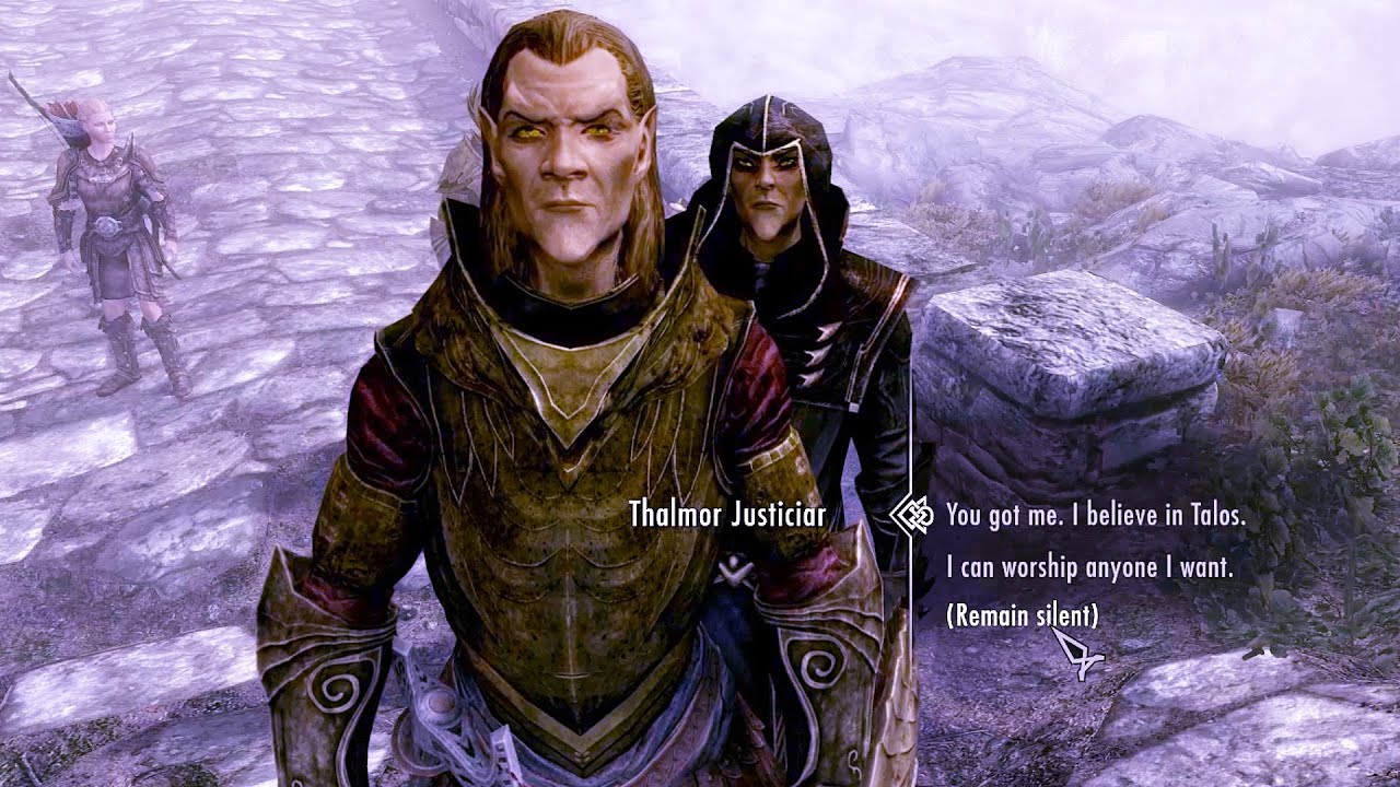 I like those options in dialog with Thalmor Justiciar.  Skyrim Anniversary Edition