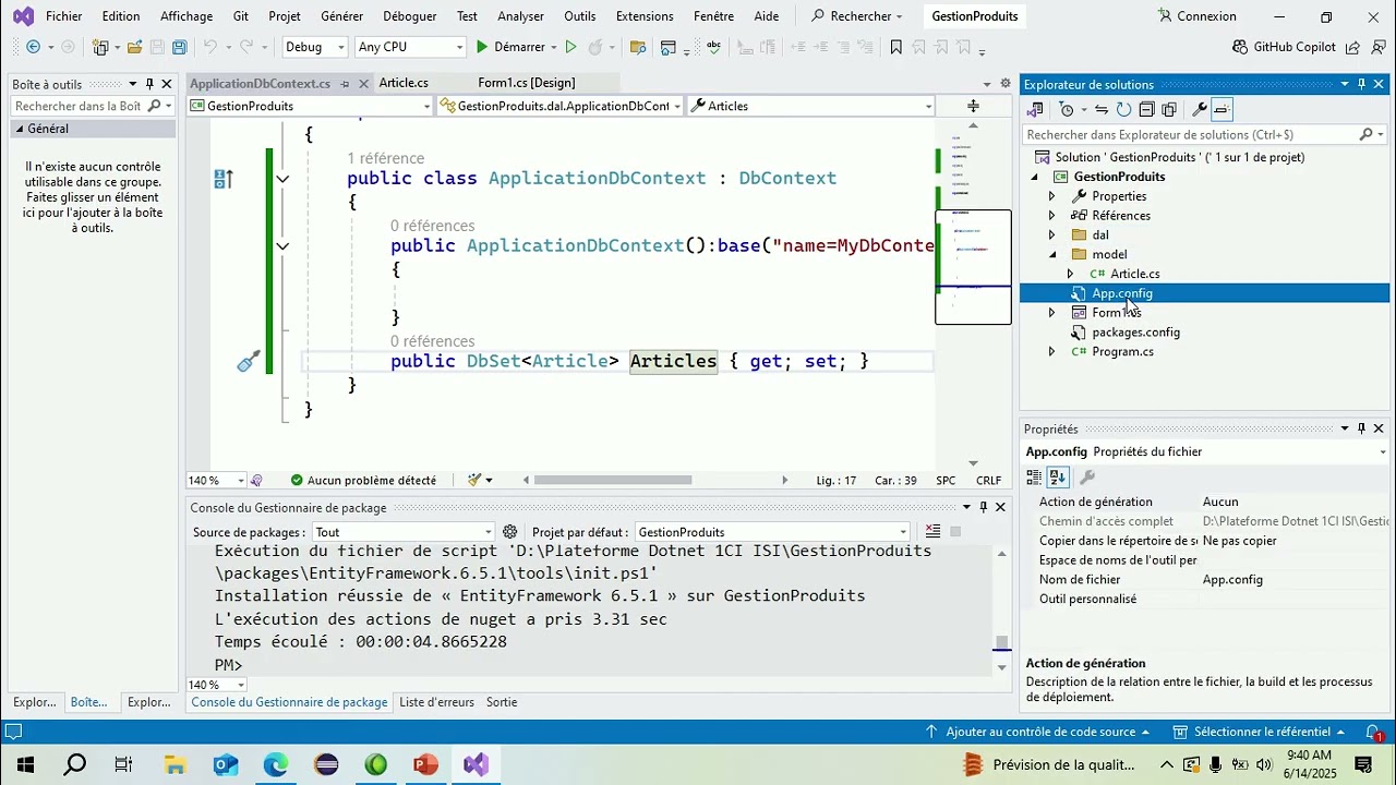 APP WinForms et EntityFramework Part1