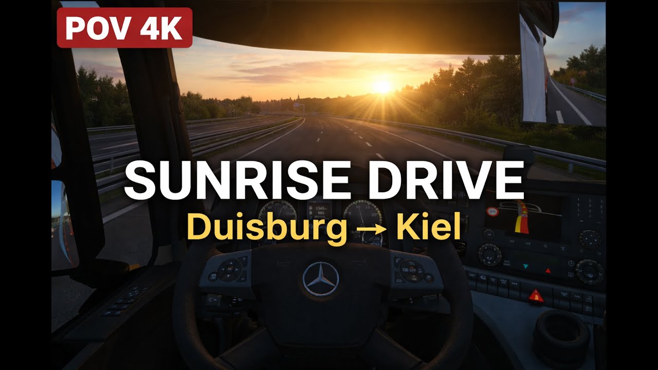 POV 4K  Duisburg to Kiel – Sunrise Truck Drive MPTrucker Part 1