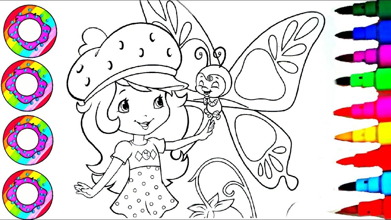 Strawberry Shortcake Coloring with Glitters l Crystals and Sparkling Coloring l Learning Colours