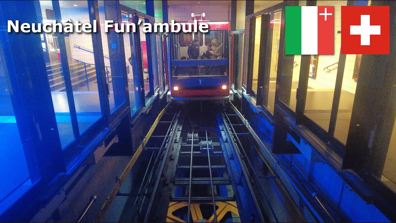Funiculaire Neuchâtel Fun'ambule (4K) Avril 2024 #switzerland #Neuchatel #funiculaire