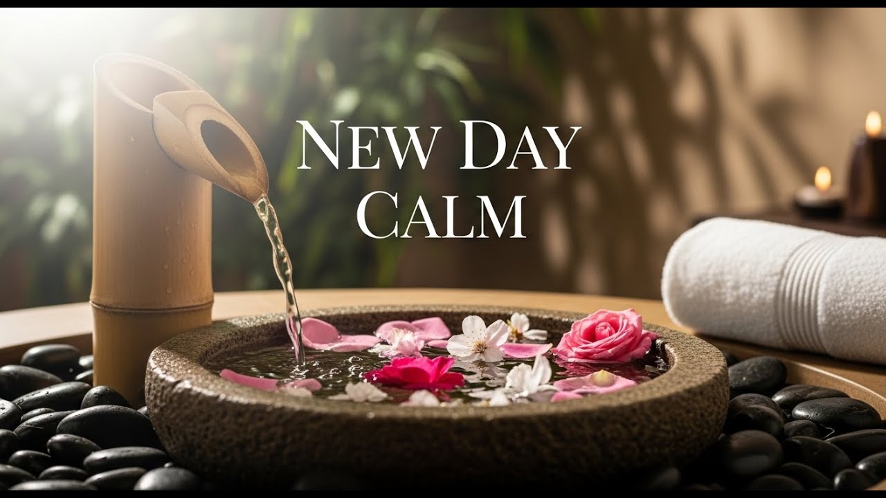 Tranquil Zen Morning Rain Bamboo Fountain and Candle Glow for Relaxation Meditation Deep Calm