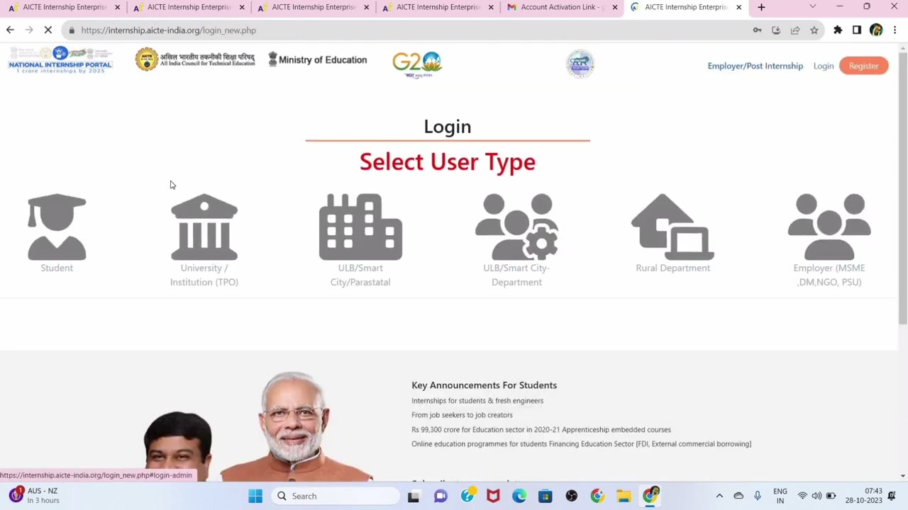 AICTE internship Registration process