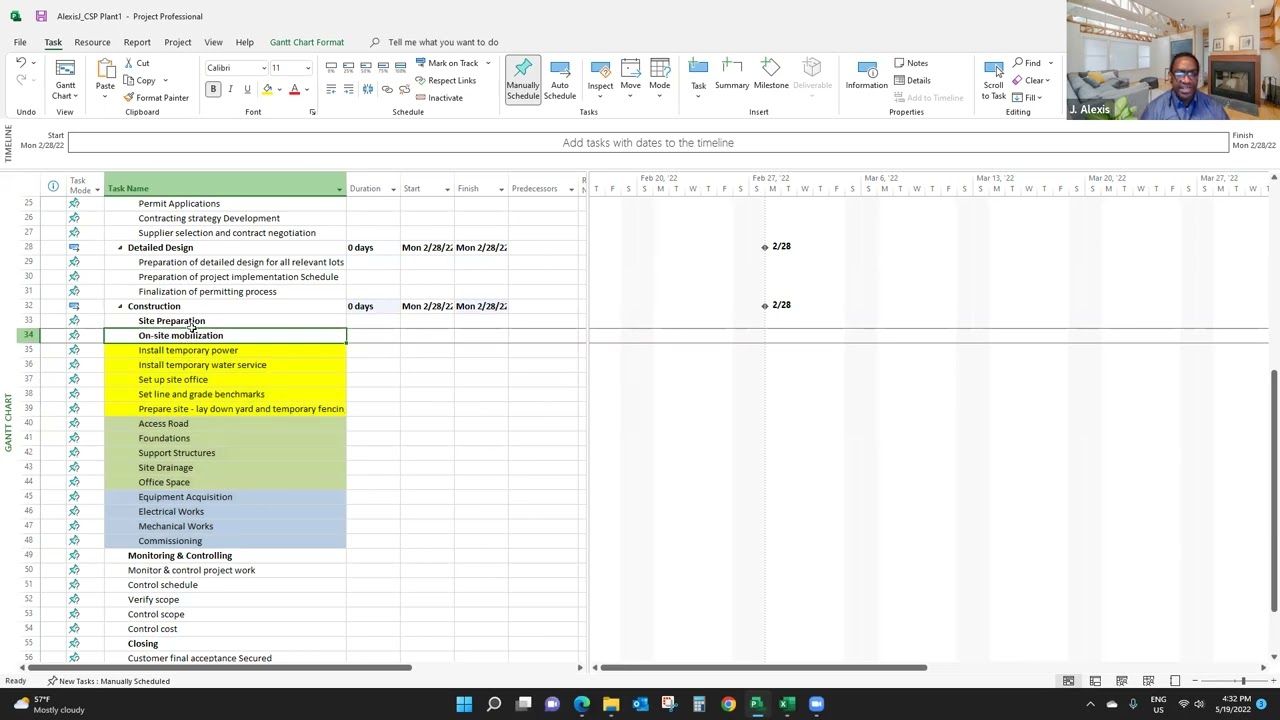 Creating a Task Hierarchy in Microsoft Project