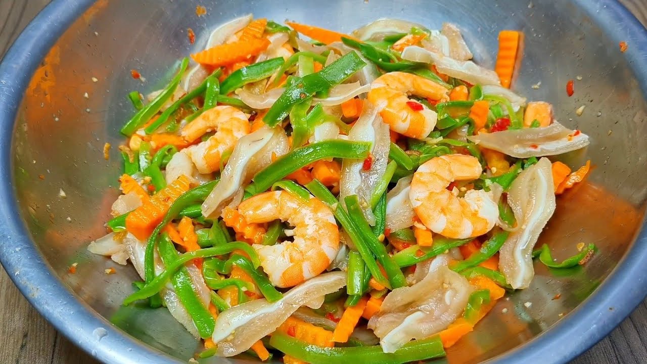 Cách làm GỎI RAU TIẾN VUA CHUA NGỌT trộn gỏi rau tiến vua tôm Tai heo giòn rụm - @TÚLÊMIỀNTÂY