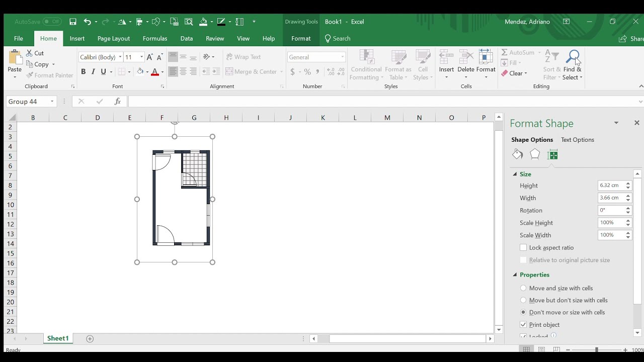 Create a CAD Basic Floor Plan using Excel Worksheet