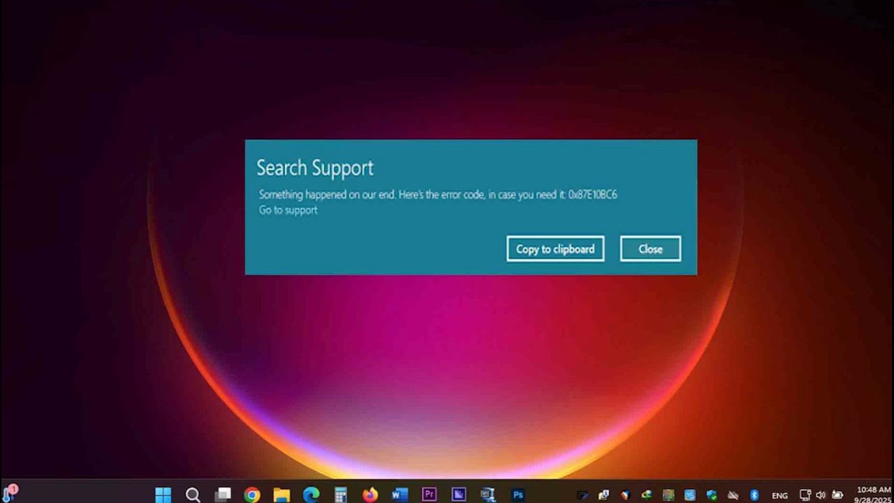 how to resolve error something happened on our end. here&rsquo;s the error code: 0x87e10bc6