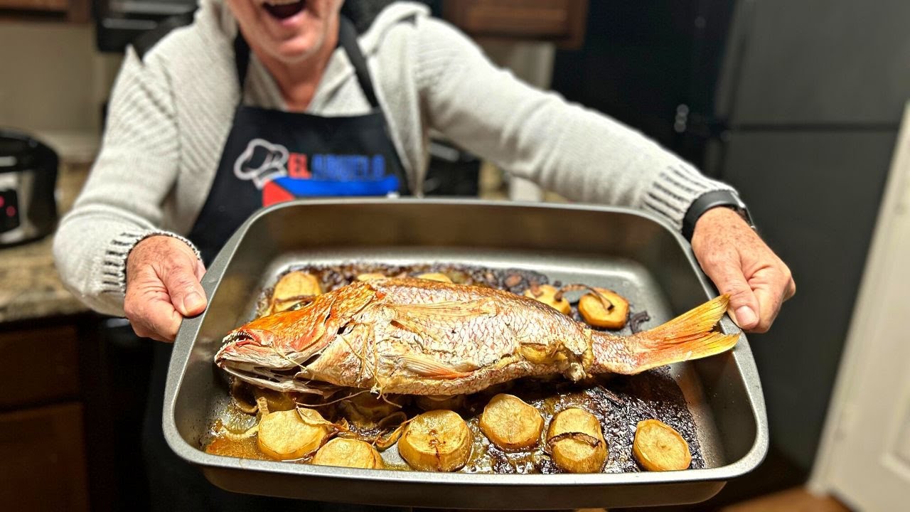 Sabrosa Receta de Pargo Asado Relleno con Camarones