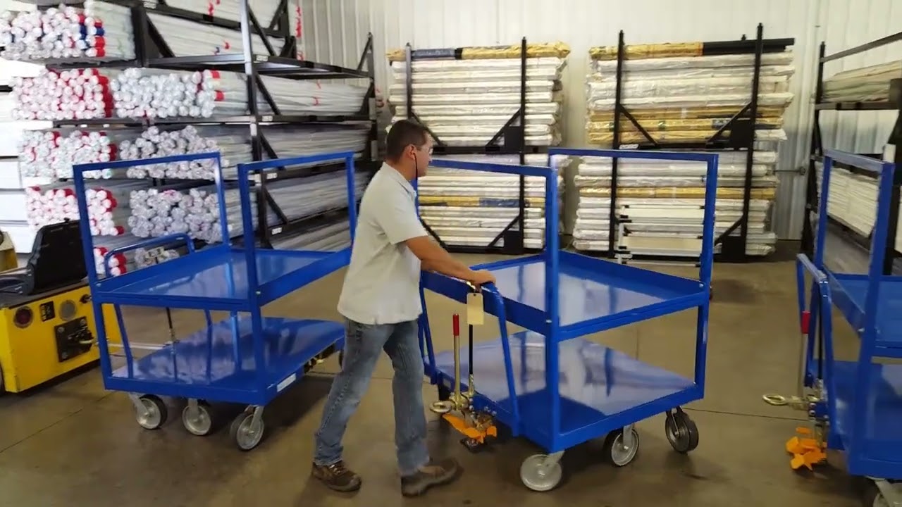 Topper Industrial six wheel tugging blue material handling carts