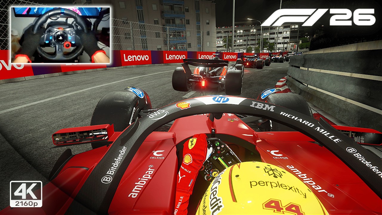 F1 26 MOD Ferrari SF-26 by Lewis Hamilton – 2026 Monaco GP | G29 Steering Wheel