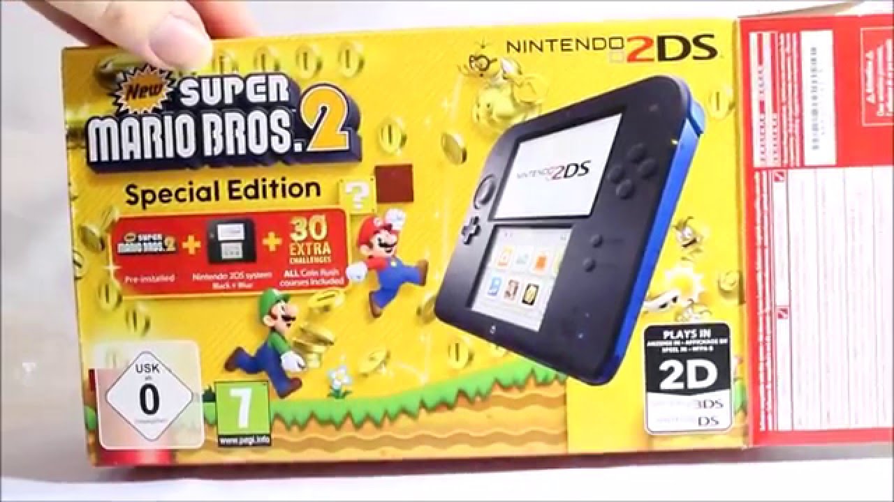 Nintendo 2DS - noire & bleue - New Super Mario Bros 2