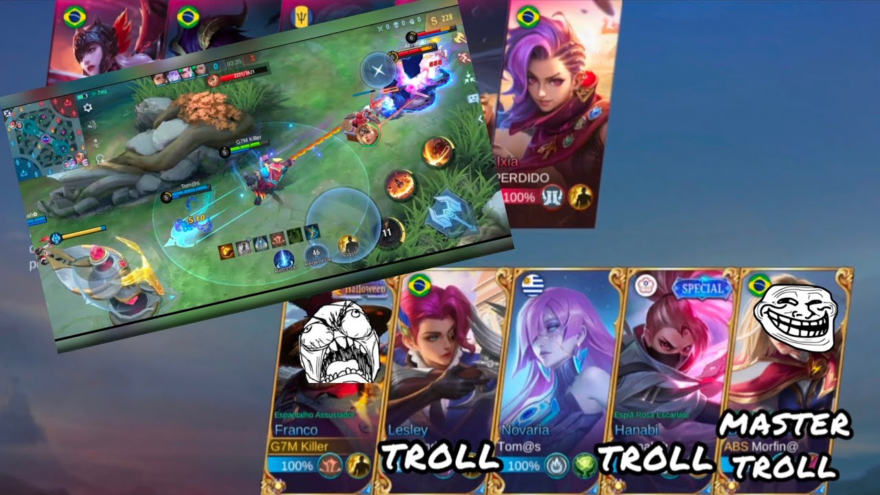 Troll team trying to disrupt Franco's hook - Mobile Legends time trollando e Franco  puxando sem d&oacute;
