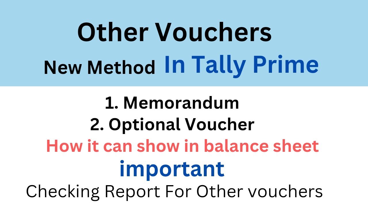 Optional Voucher | Memorandum | Other Vouchers | TallyPrime