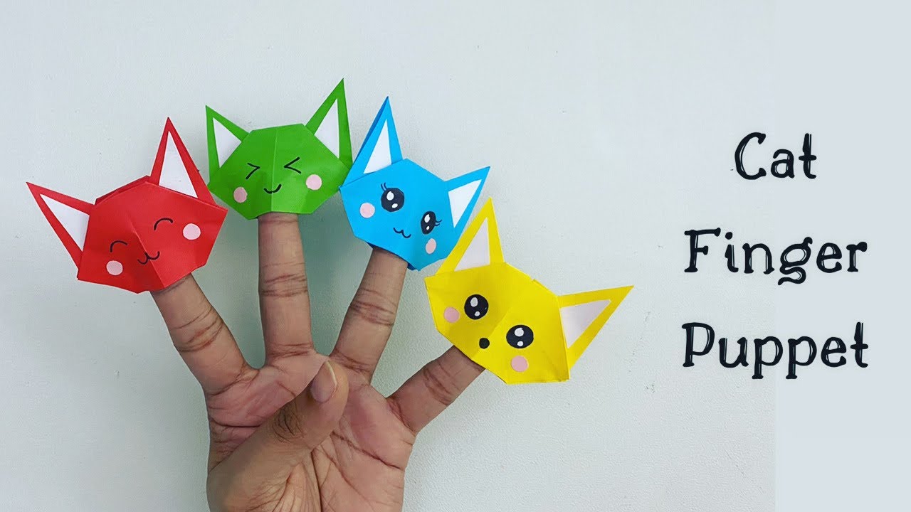 DIY CAT FINGER PUPPET | Origami bunny Pencil Topper |origami Craft / paper Craft For School