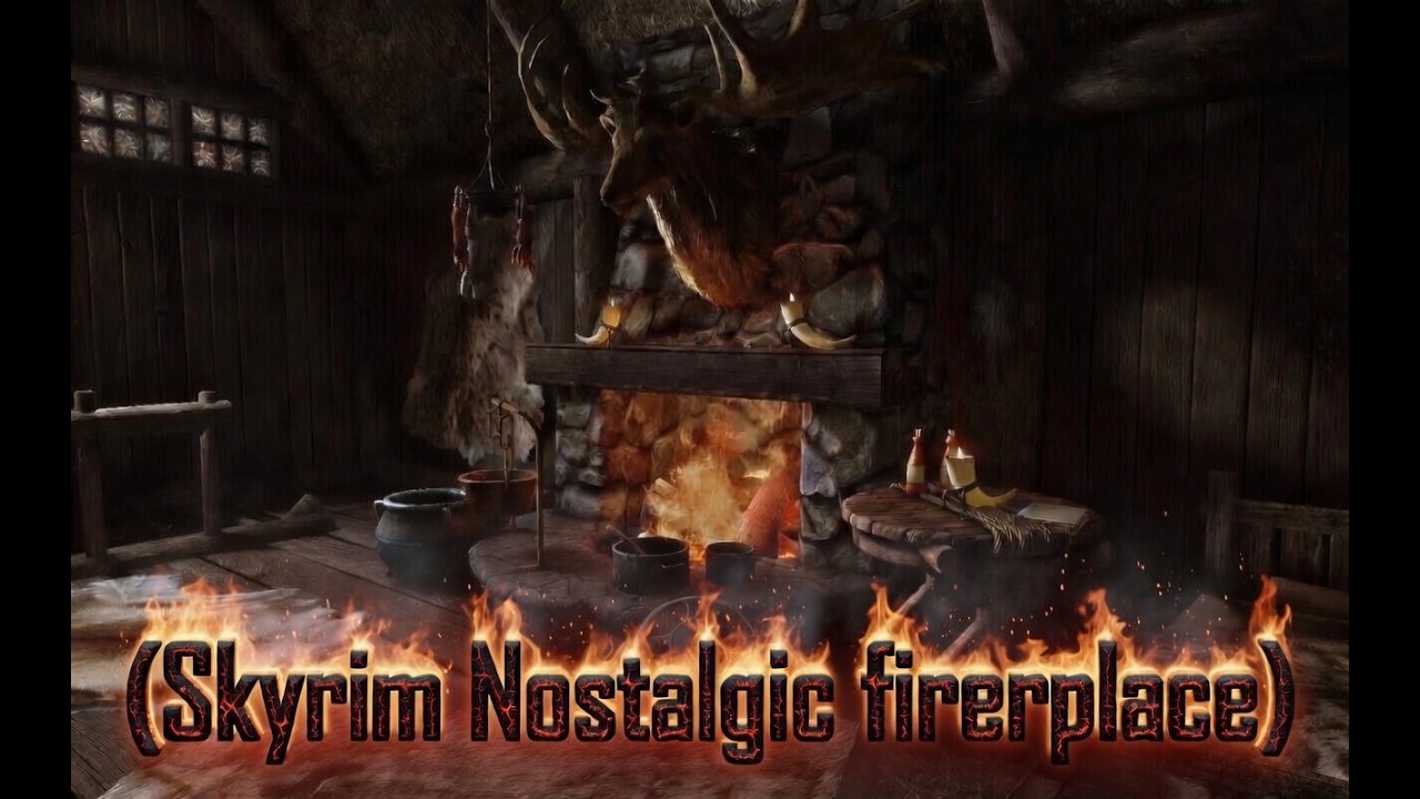 Skyrim Ambience..A Cozy Tavern Fire.. Ambient Fire🔥, Rain..No Music..LIVE STREAM