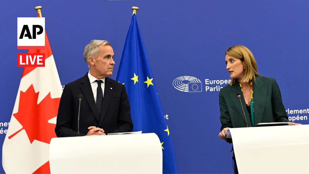 LIVE: Mark Carney and EU Parliament's Roberta Metsola deliver remarks