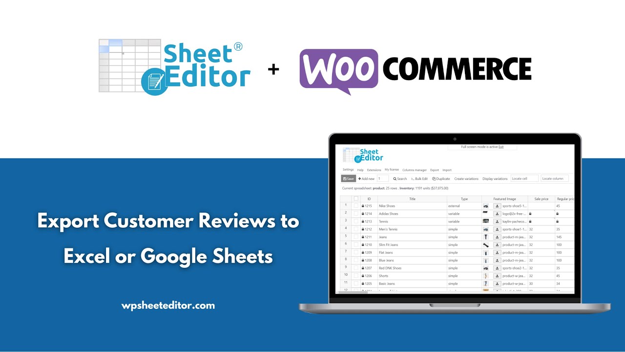 WooCommerce &ndash; Export Customer Reviews to Excel or Google Sheets