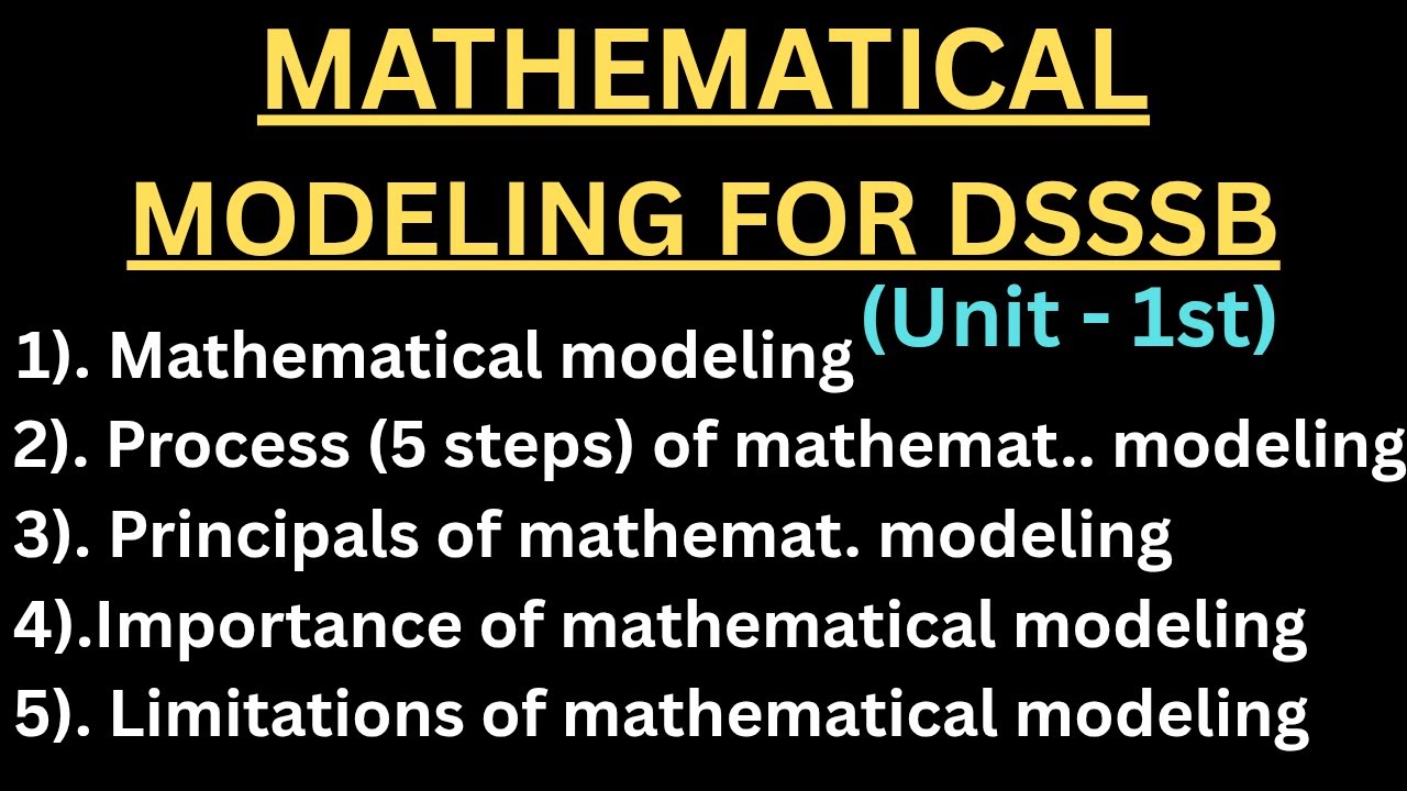 Mathematical modelling for dsssb tgt maths #mathematicalmodellingfordsssb #mathematicalmodelling