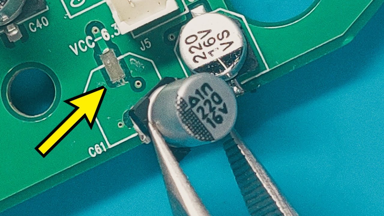 145.SMD알루미늄 콘덴서 점퍼와이어 연결하기ㅣConnect the SMD aluminum capacitor jumper wire.