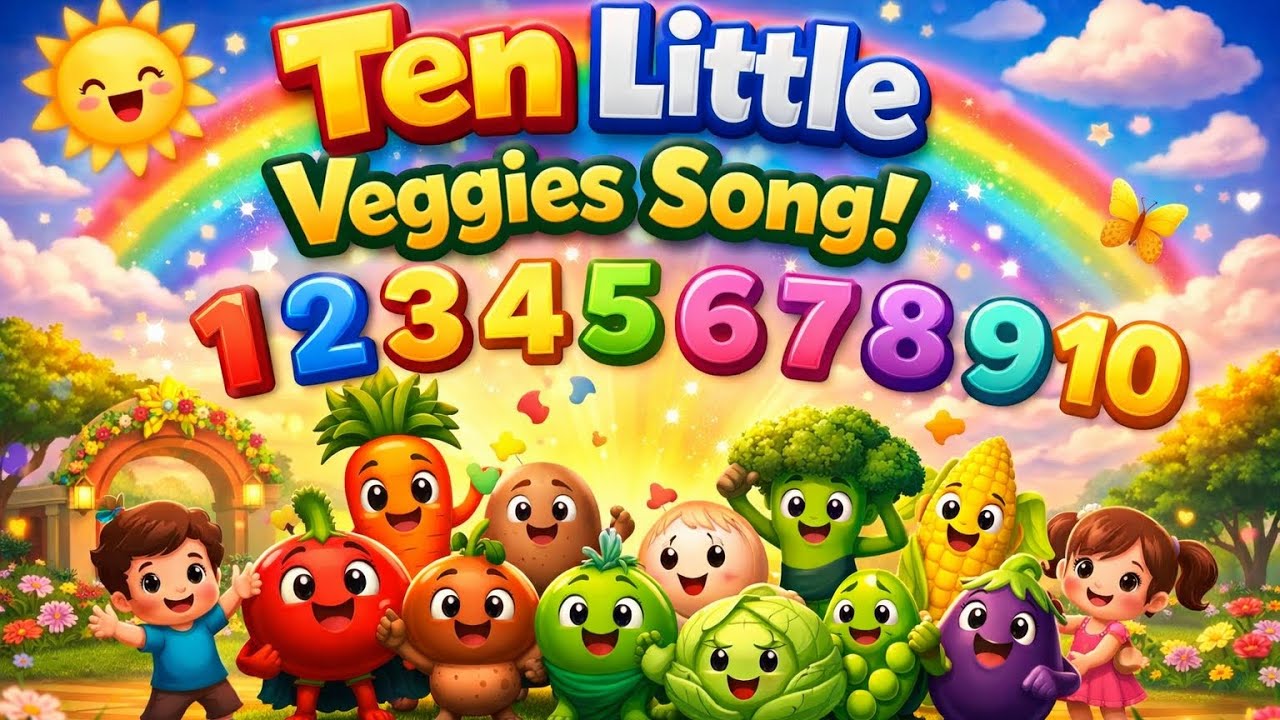Ten Little Veggies Song 🥕🌽 | 1 to 10 Counting Vegetable Song for Kids | Healthy Food Nursery Rhyme
