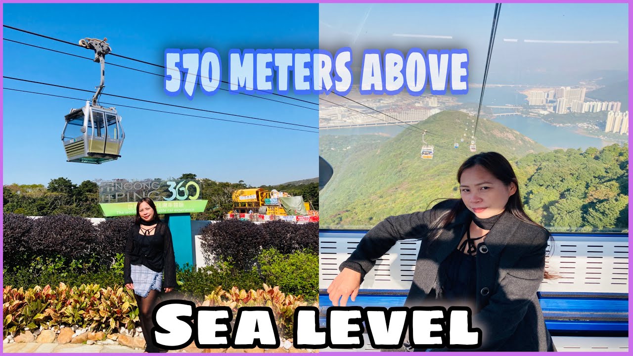 Aerial round trip view from TUNG CHUNG to LANTAU ISLAND via  NGONG PING 360 CABLE CAR in HONGKONG