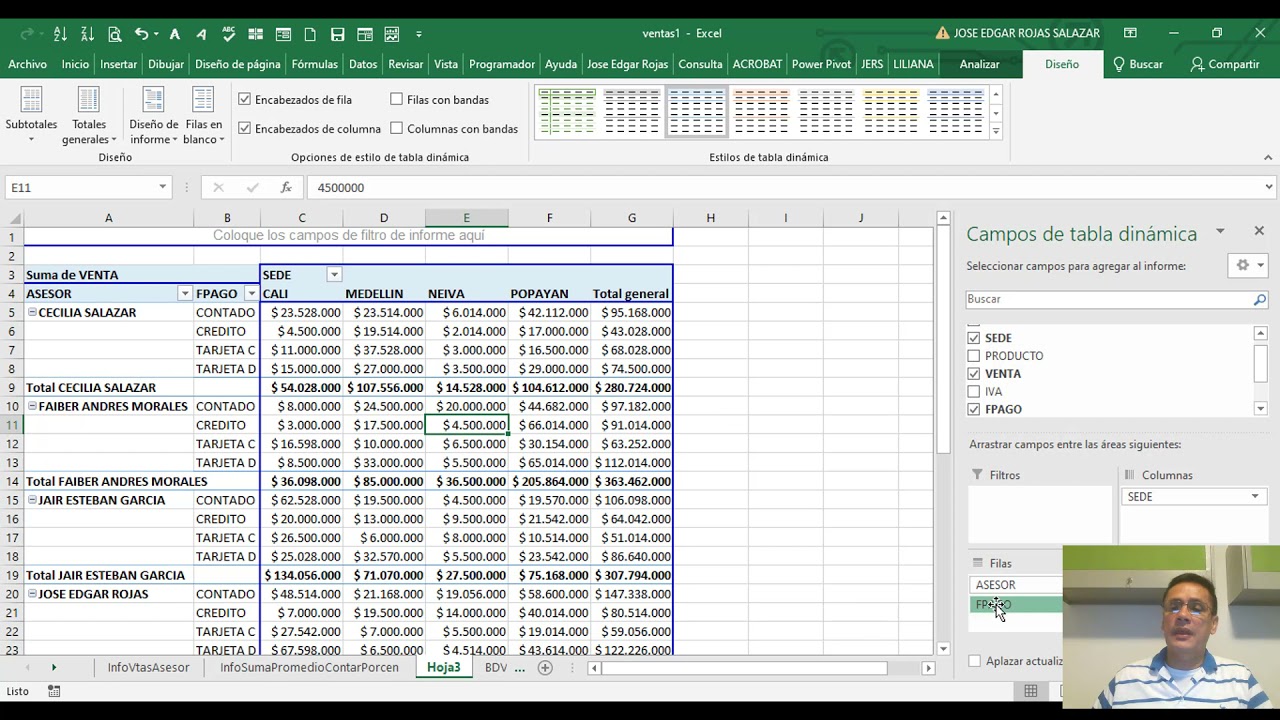Excel Avanzado EA7 Tablas Dinamicas Porcentajes filas columnas totalgeneral