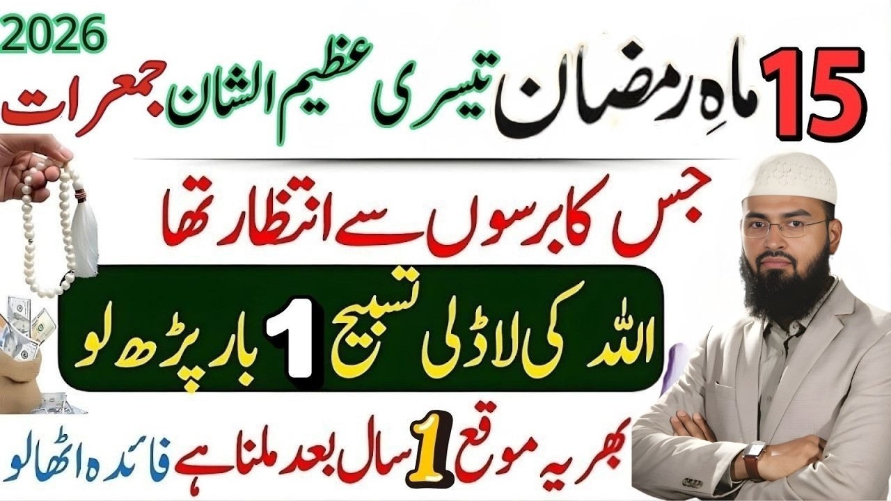 15 Mahe Ramzan|Teesri Azeem-ul-Shan Jumerat! Allah Ki Ladli Tasbeeh Sirf 1Bar Parh Lo| Adv Faiz Syed