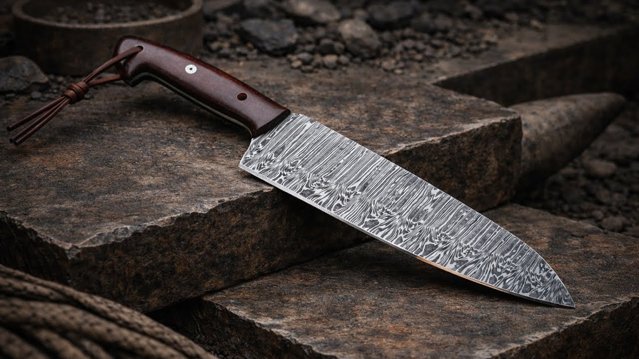 Handmade Damascus Chef Knife Build (Start to Finish)